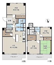 シーアイハイツ和光B棟 4LDKの間取図画像