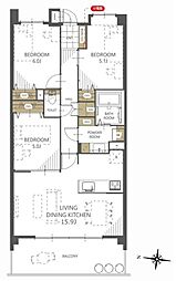 ビクトリアアネーロ大宮 3LDKの間取図画像