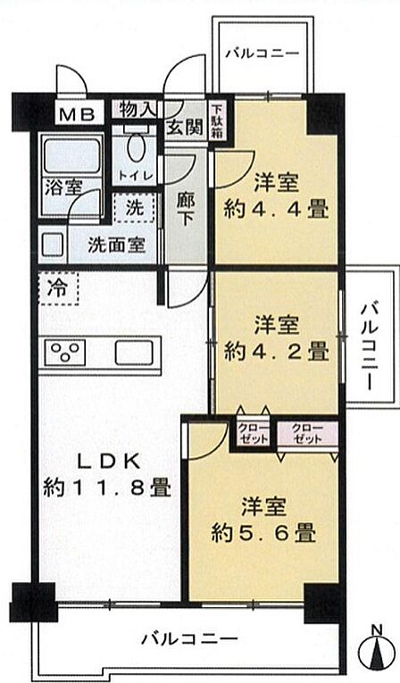 3LDK 間取り