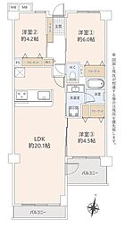 コスモ浦和常盤 3LDKの間取図画像
