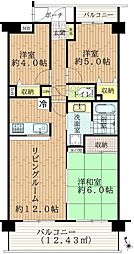 オーベル大宮宮原 3LDKの間取図画像