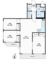 アプロアメニティ南浦和 3LDKの間取図画像