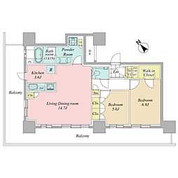 ステーションツインタワーズ糀谷フロント・イースト 2LDKの間取図画像