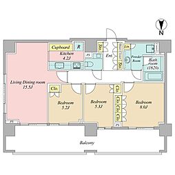 広尾ガーデンフォレストH棟 3LDKの間取図画像
