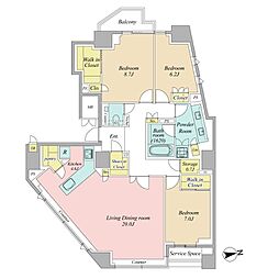 ジオ高輪 3LDKの間取図画像