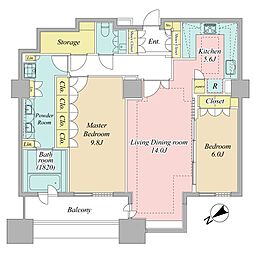 東京ツインパークスライトウイング 2LDKの間取図画像