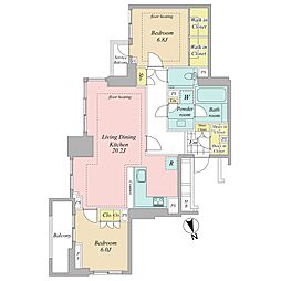 アトラス麻布台 2LDKの間取図画像