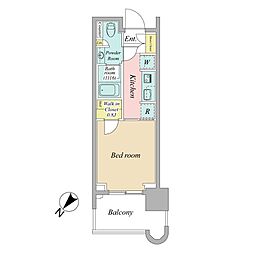 パークタワー勝どきミッド 1Kの間取図画像