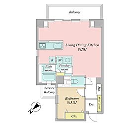 グランドメゾン恵比寿の杜フロントレジデンス 1LDKの間取図画像