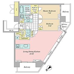 パークシティ武蔵小山ザタワー 2LDKの間取図画像