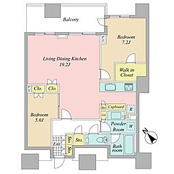 パークタワー勝どきサウス 2LDKの間取図画像