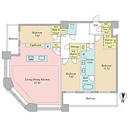芝浦アイランドケープタワー 3LDKの間取図画像