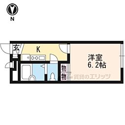 レオパレスボナール 2階1Kの間取り