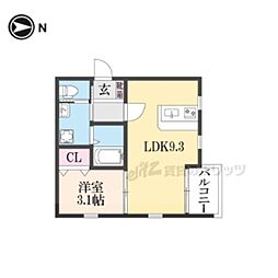 Grace下六万寺町 1LDKの間取図画像