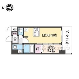 ファステート東大阪バレーナ 1LDKの間取図画像
