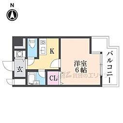 メルベーユ藤戸 1Kの間取図画像