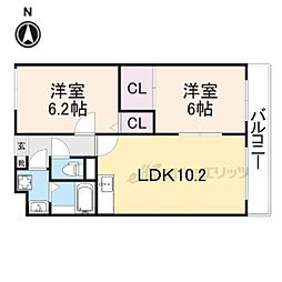 ルディシアコート 2LDKの間取図画像