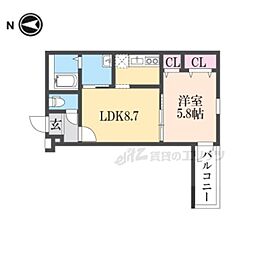 フジパレス河内花園2番館 1LDKの間取図画像