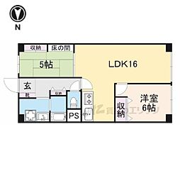 若江岩田スカイハイツ 2LDKの間取図画像