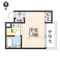 近鉄奈良線 富雄駅 徒歩6分の賃貸マンション 1階ワンルームの間取り