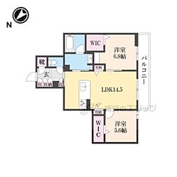 近鉄奈良線 生駒駅 徒歩9分の賃貸アパート 3階2LDKの間取り