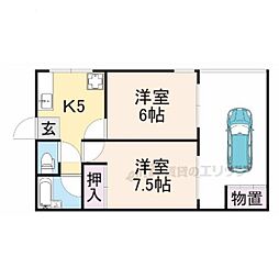 グレイス92 1階2DKの間取り