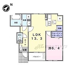 アルドーレII 1階1LDKの間取り