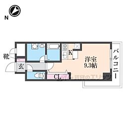京阪本線 土居駅 徒歩2分の賃貸マンション 8階1Kの間取り