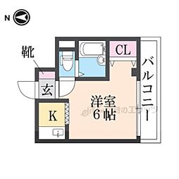 レファインド北立花 2階ワンルームの間取り