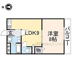 JR片町線(学研都市線) 鴻池新田駅 徒歩23分の賃貸アパート 2階1LDKの間取り