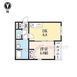 Ｌａ−Ｃｒｅａ塚口本町 2階1DKの間取り