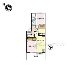 メロディーヒルズB棟 2LDKの間取図画像