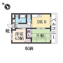 ホワイトハイツ 2DKの間取図画像