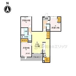 ウエスタンハイツ19 3LDKの間取図画像