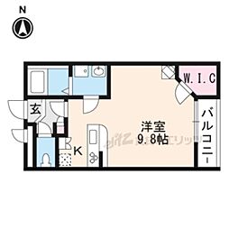 近鉄けいはんな線 吉田駅 徒歩8分の賃貸アパート 3階ワンルームの間取り