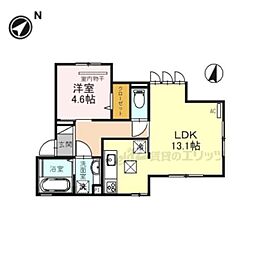 ラシュレ二ノ坪 1LDKの間取図画像