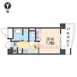 クレリジェール 1Kの間取図画像