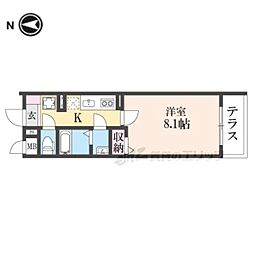 エルピスN5 1階1Kの間取り