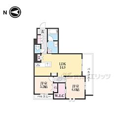 シャーメゾン　レソール 2階2LDKの間取り