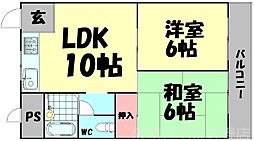 シャルム大植 2LDKの間取図画像