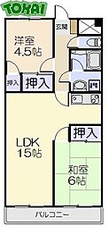 ファミリータウンむらた 1階2LDKの間取り