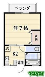シティハイムサンモリッツ 1Kの間取図画像