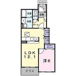 近鉄山田線 松阪駅 徒歩27分の賃貸アパート 1階1LDKの間取り