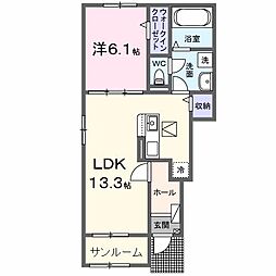 近鉄山田線 松阪駅 徒歩25分の賃貸アパート 1階1LDKの間取り