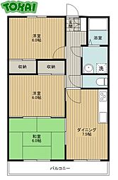 ラフィネ・ドミール 1階3DKの間取り