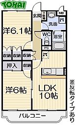 エスポワールM 3階2LDKの間取り