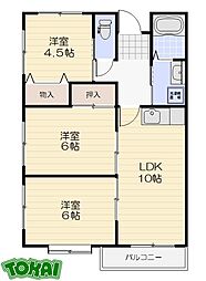 サンエイハイツ 3階3LDKの間取り