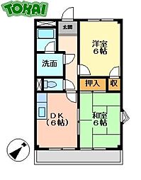 近鉄山田線 松阪駅 徒歩23分の賃貸アパート 2階2DKの間取り