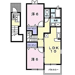 近鉄山田線 斎宮駅 徒歩12分の賃貸アパート 2階2LDKの間取り