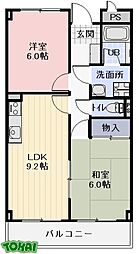 ヴァンベール 3階2LDKの間取り